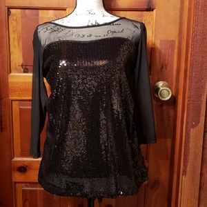 💛2/$20💛Codey Belah SzM Pretty top! Black sheer with sequins.